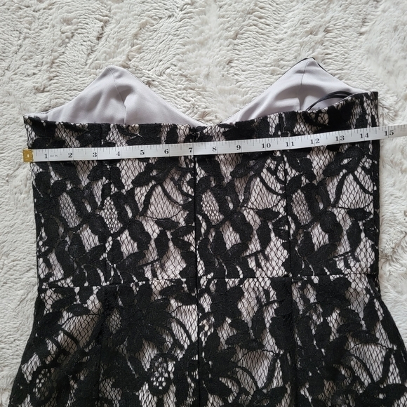 Mason Black Lace Overlay Strapless Mini Dress Bust Wire Boning Dress Size 4 - Picture 12 of 13